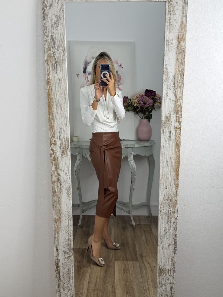 Falda Polipiel lazada camel