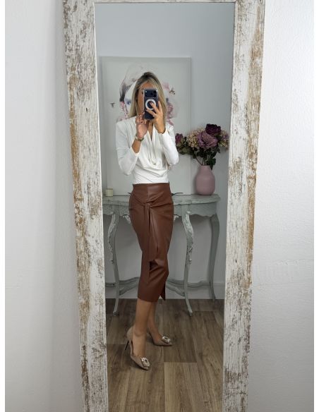 Falda Polipiel lazada camel