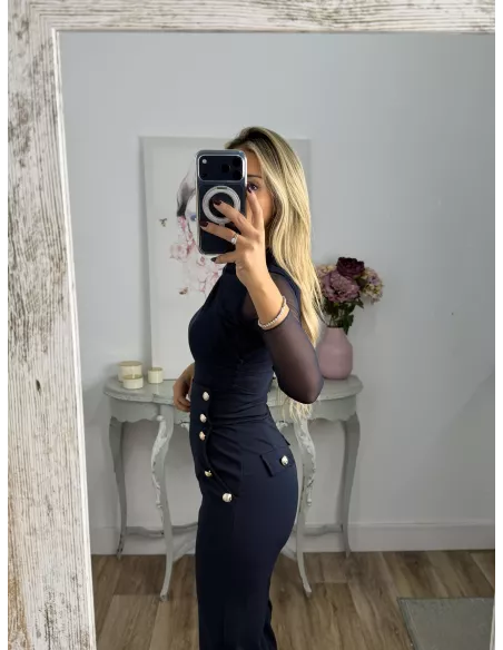 Pantalón tiro alto azul marino