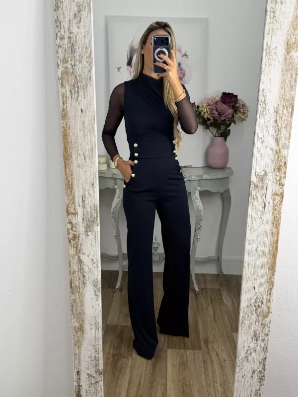 Pantalón tiro alto azul marino