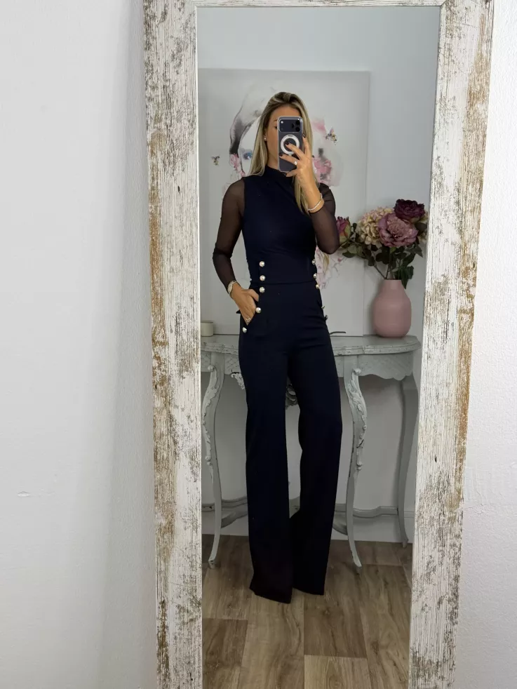 Body de tull azul marino