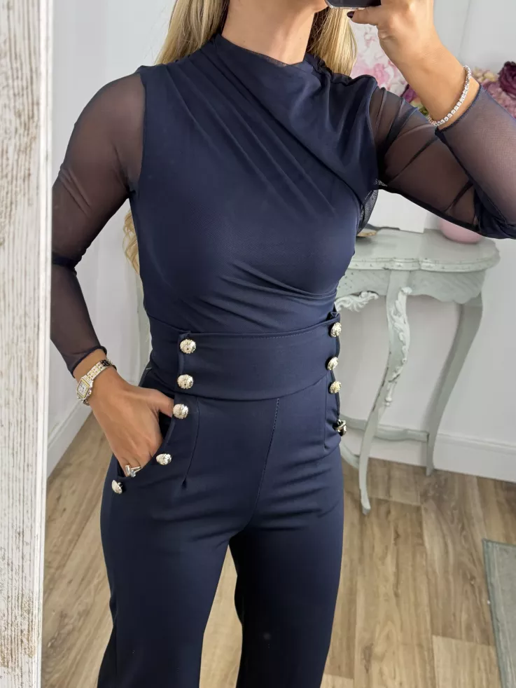 Body de tull azul marino