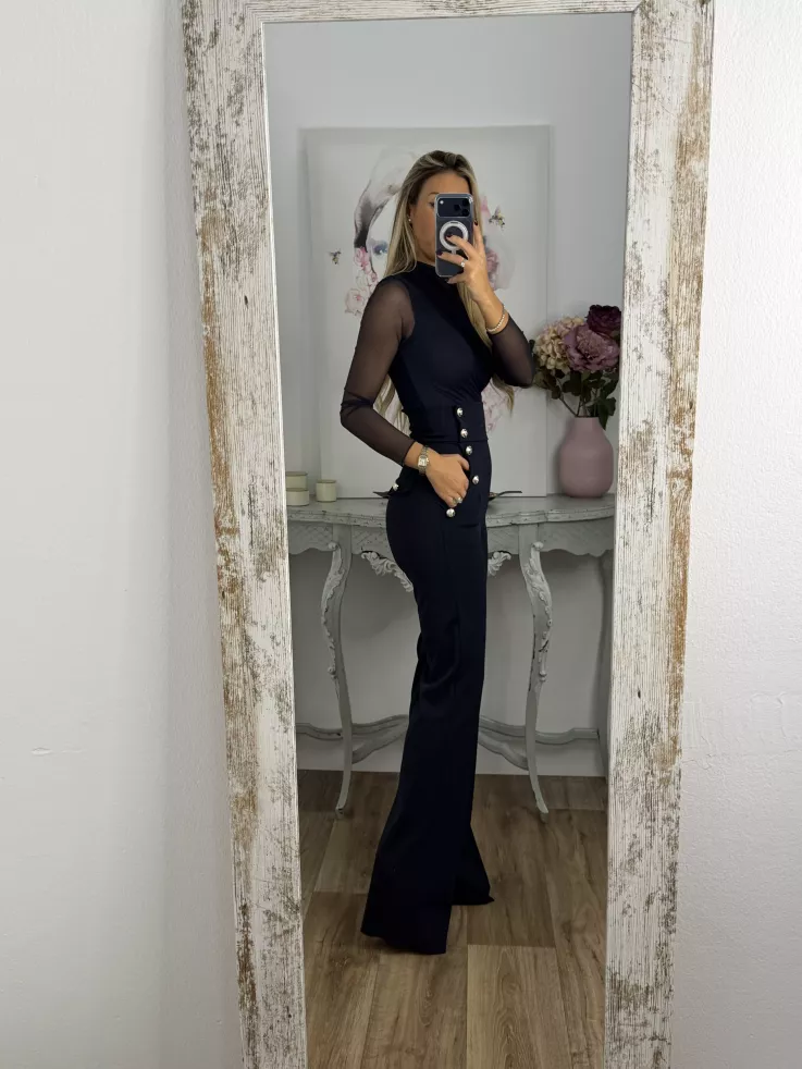 Body de tull azul marino