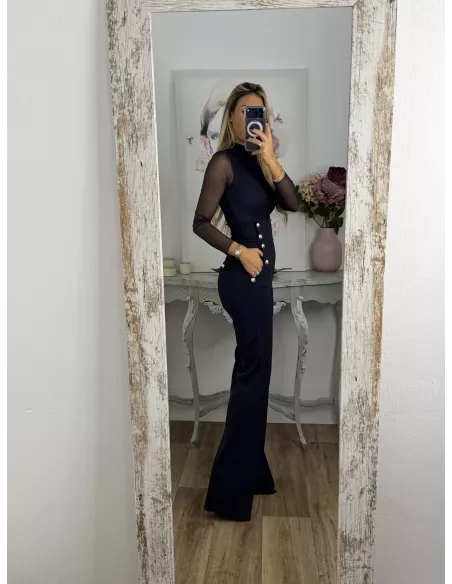 Body de tull azul marino