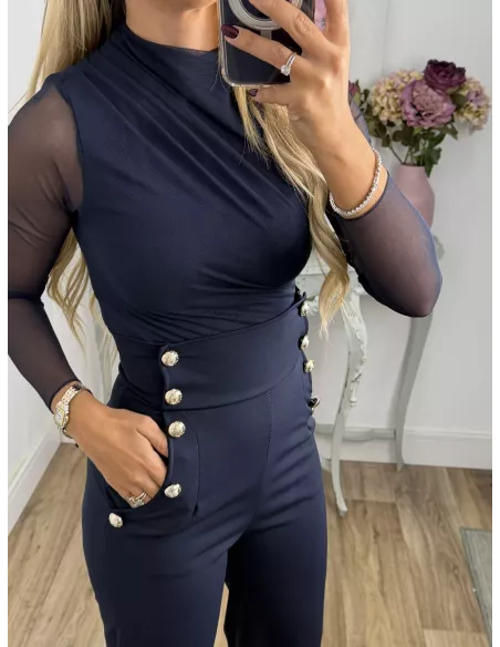 Body de tull azul marino