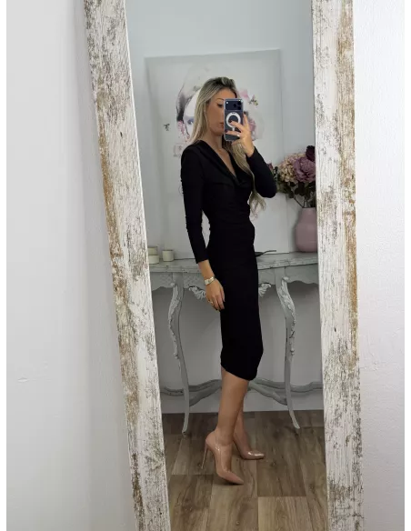 Vestido Margaret cascada negro