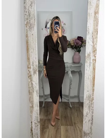 Vestido Margaret cascada chocolate