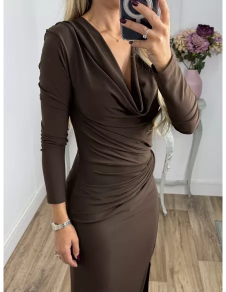 Vestido Margaret cascada chocolate