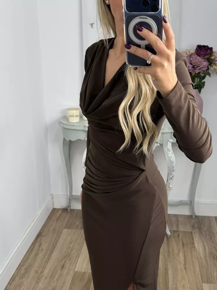 Vestido Margaret cascada chocolate