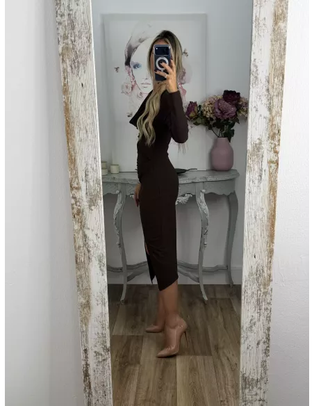 Vestido Margaret cascada chocolate