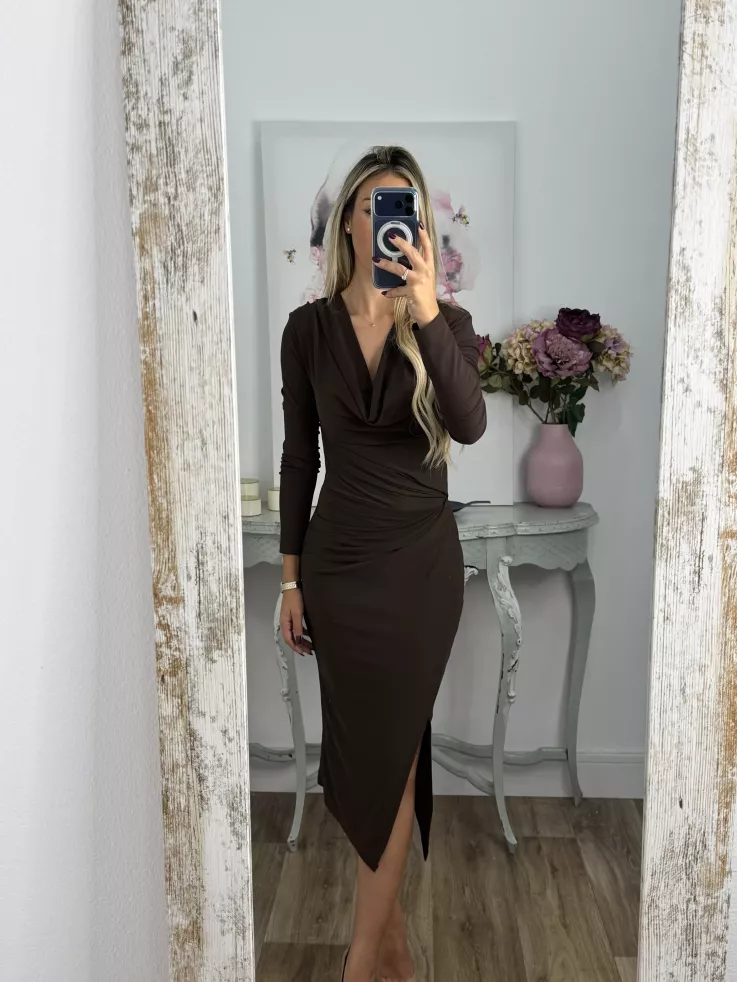 Vestido Margaret cascada chocolate