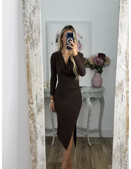 Vestido Margaret cascada chocolate