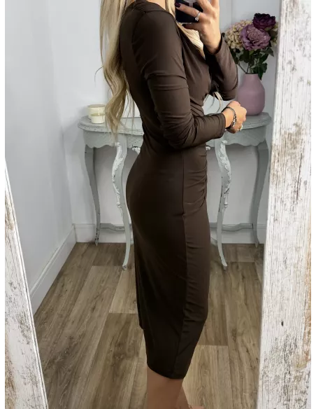 Vestido Margaret cascada chocolate