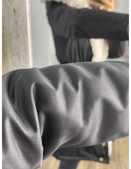 Abrigo Parka negro con pelo beige