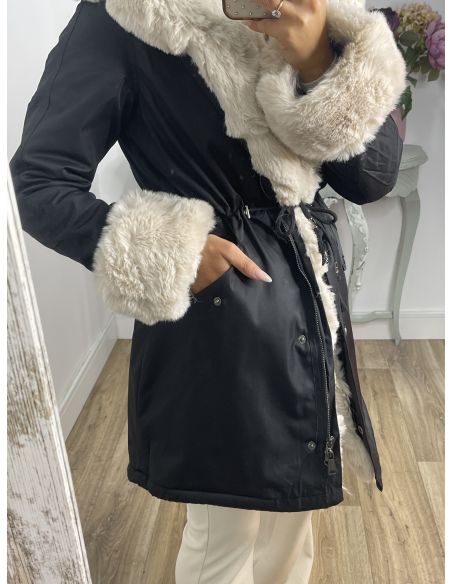 Abrigo Parka negro con pelo