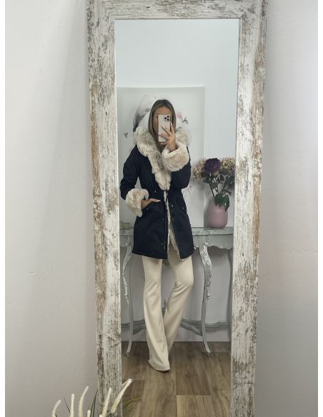 Abrigo Parka negro con pelo