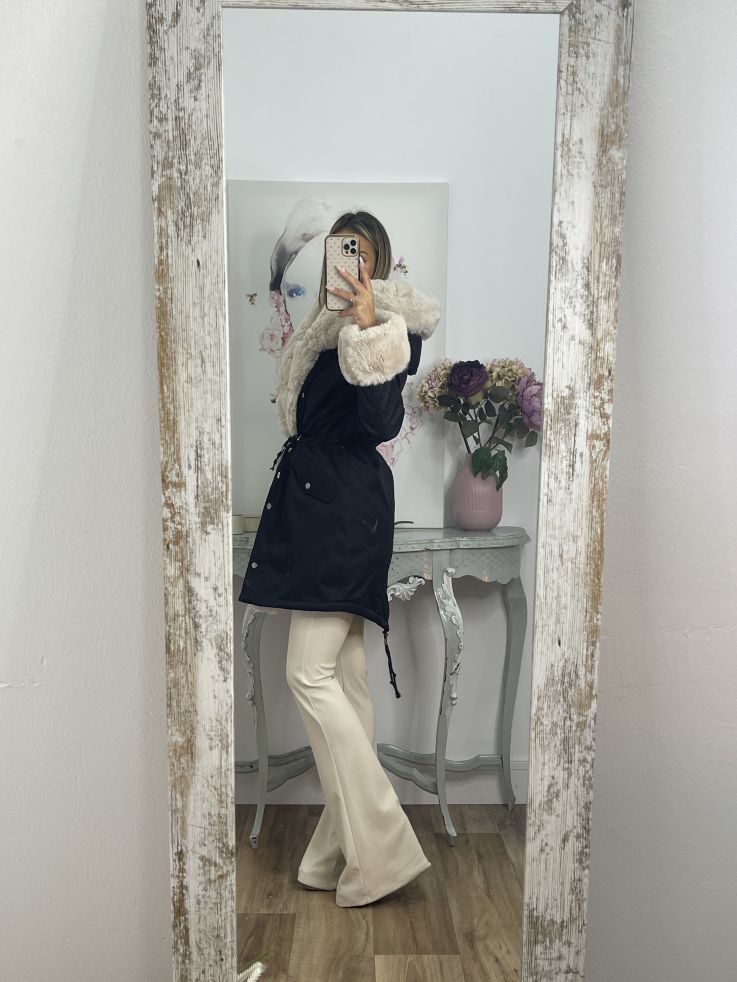 Abrigo Parka negro con pelo