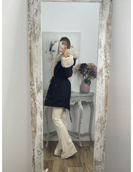 Abrigo Parka negro con pelo