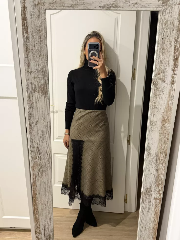 Jersey Deep cuello alto negro Jersey Deep cuello alto negro