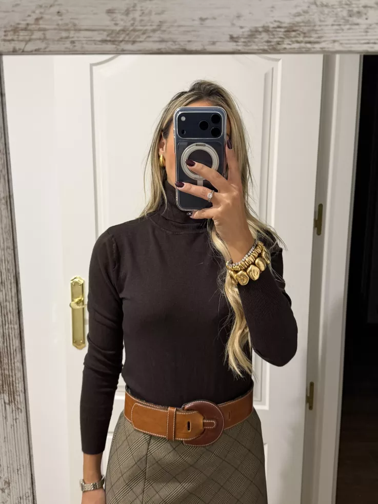 Jersey Deep cuello alto marrón Jersey Deep cuello alto marrón