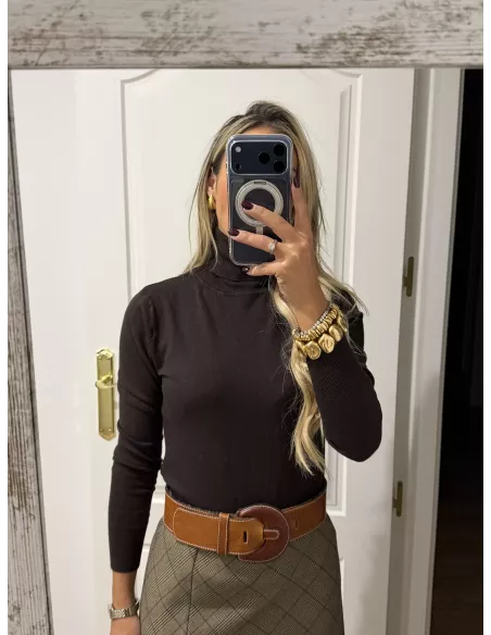 Jersey Deep cuello alto marrón