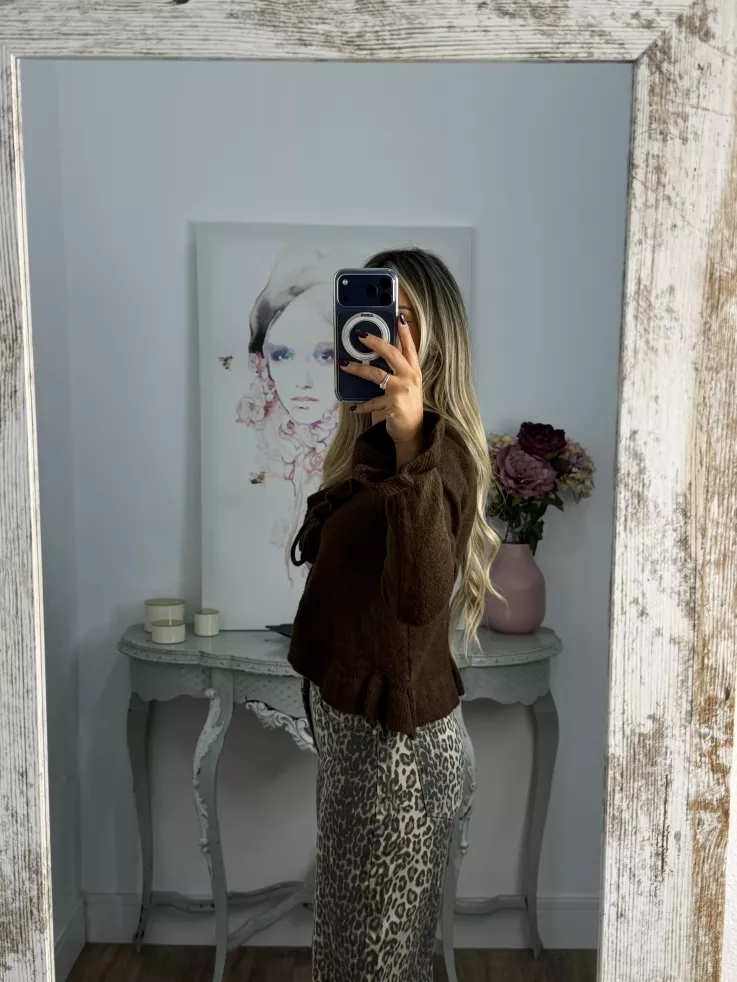 Rebeca lazada volante chocolate Rebeca lazada volante chocolate