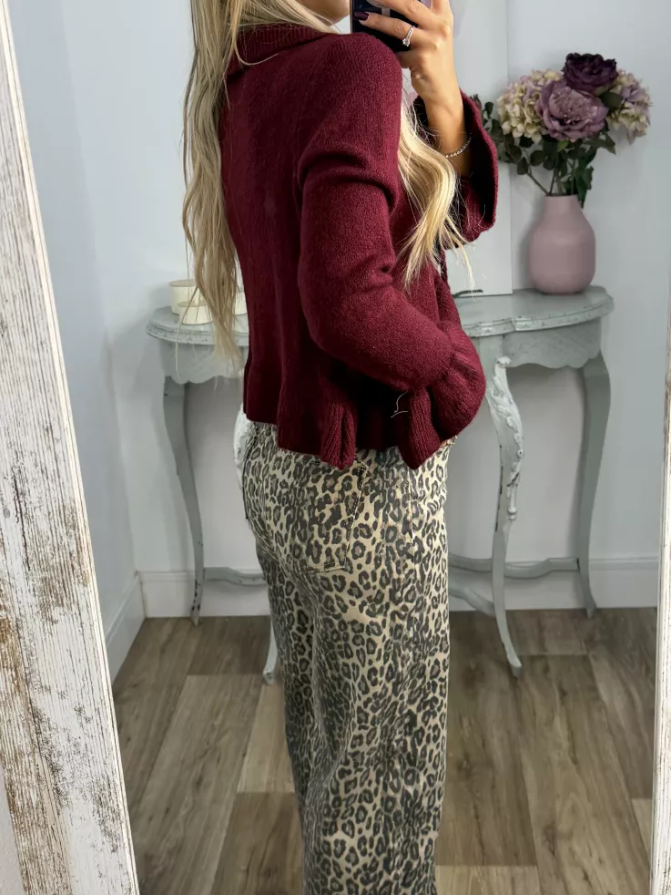 Rebeca lazada volante burdeos