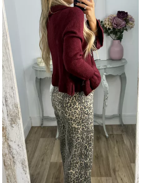 Rebeca lazada volante burdeos