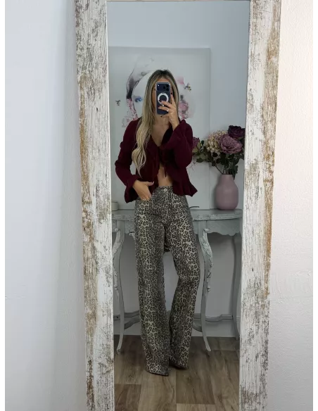 Rebeca lazada volante burdeos