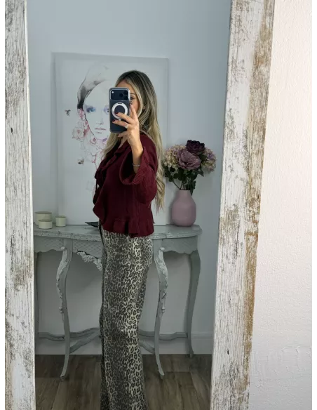 Rebeca lazada volante burdeos