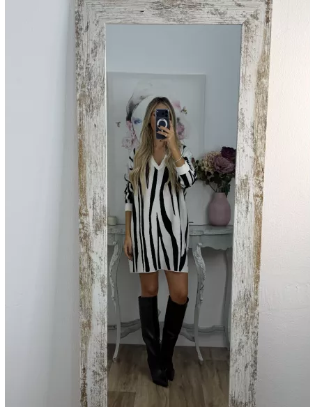 Vestido Pisa beige y negro