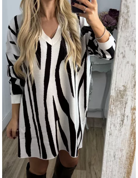 Vestido Pisa beige y negro