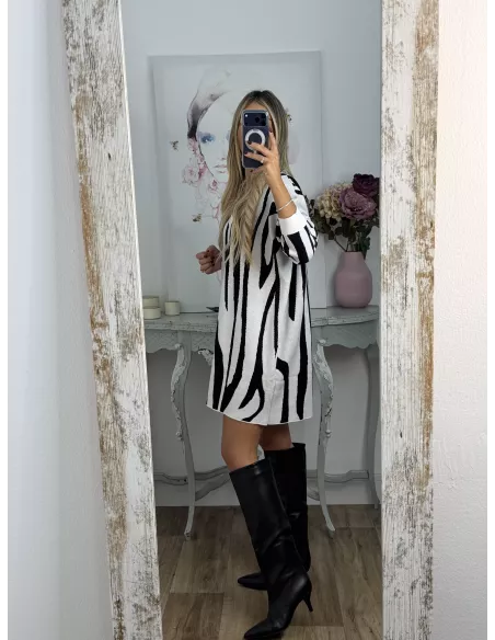 Vestido Pisa beige y negro