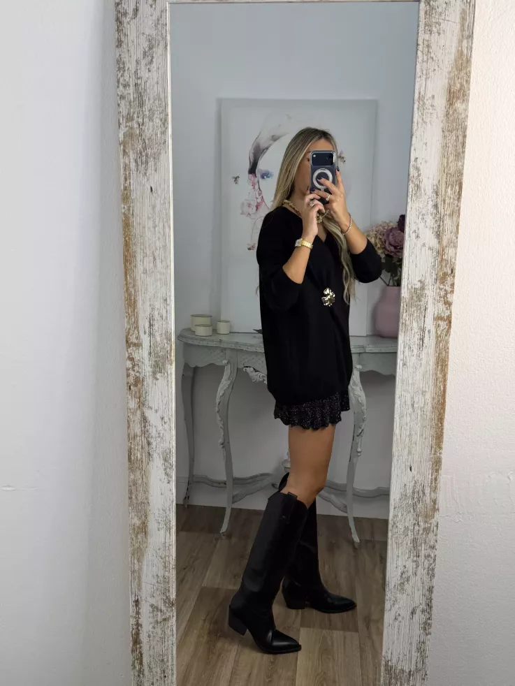 Jersey broche dorado negro