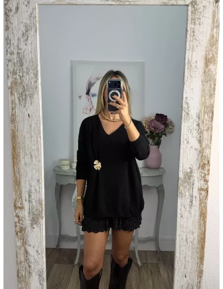 Jersey broche dorado negro