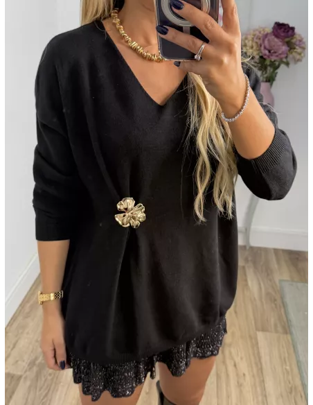 Jersey broche dorado negro