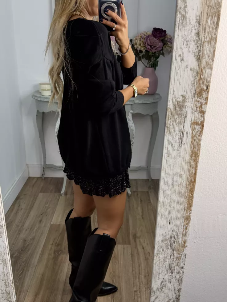 Jersey broche dorado negro