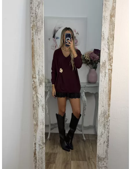 Jersey broche dorado berenjena