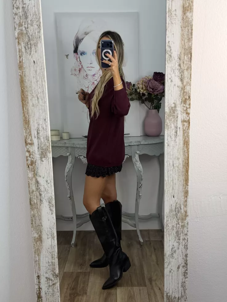 Jersey broche dorado berenjena