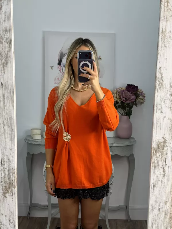 Jersey broche dorado naranja