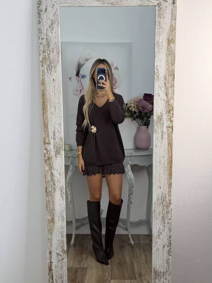 Jersey broche dorado marrón