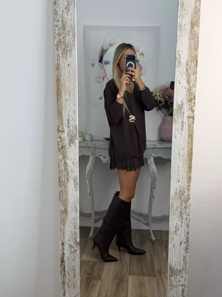 Jersey broche dorado marrón