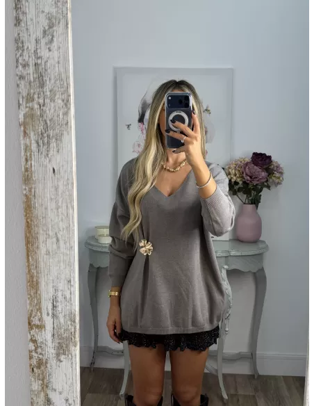 Jersey broche dorado taupe