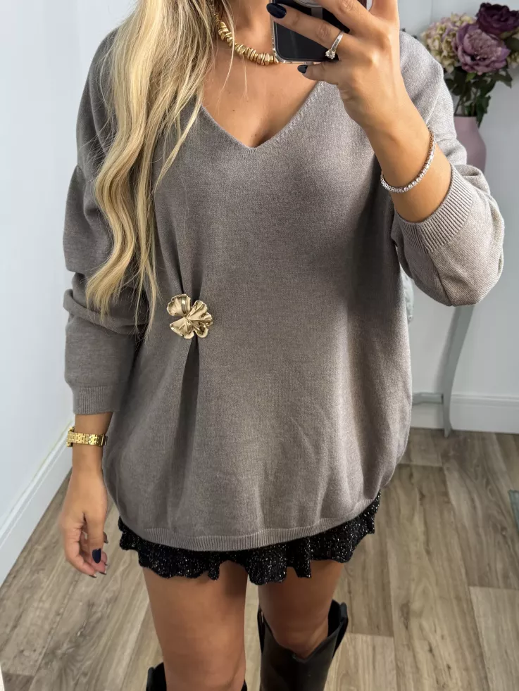Jersey broche dorado taupe