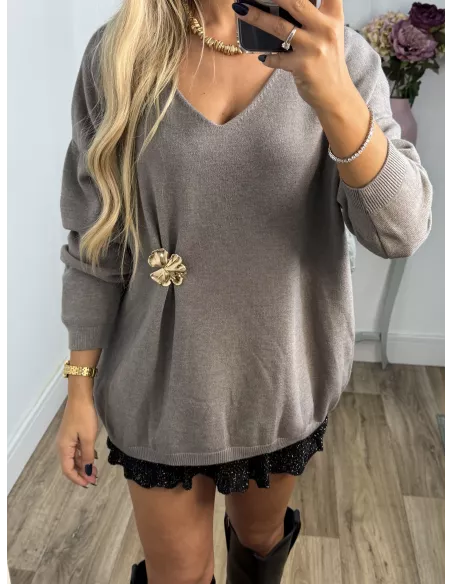 Jersey broche dorado taupe