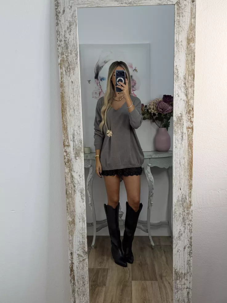 Jersey broche dorado taupe