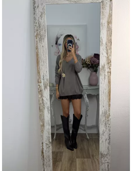 Jersey broche dorado taupe