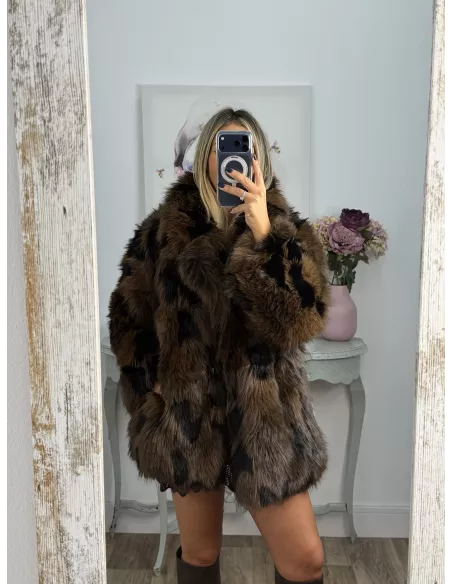 Abrigo Galán tonos chocolate y negro