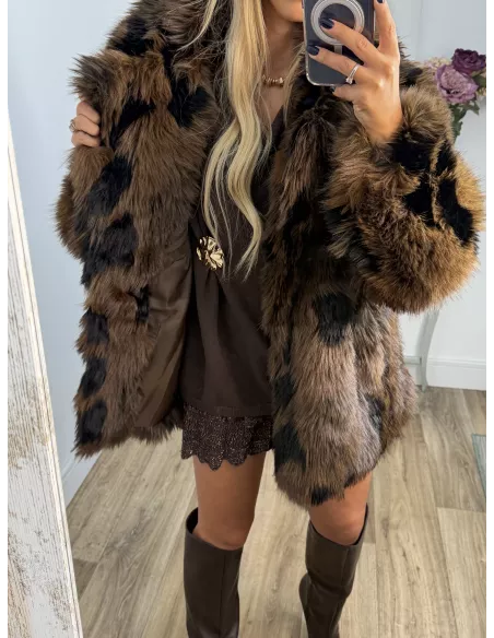 Abrigo Galán tonos chocolate y negro