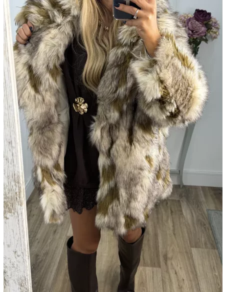 Abrigo Galán tonos beige y ocre